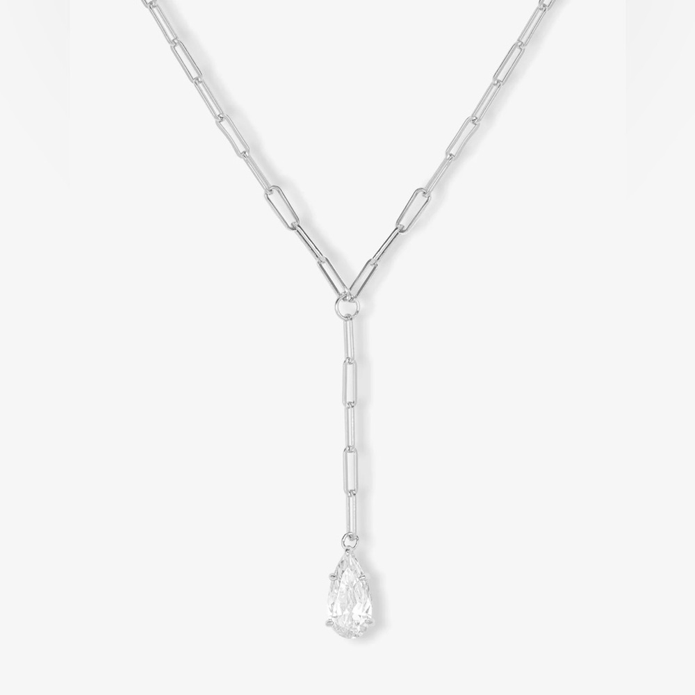 Baby Samantha Teardrop Lariat Necklace
Silver|White Diamondettes - Picture 1 of 4